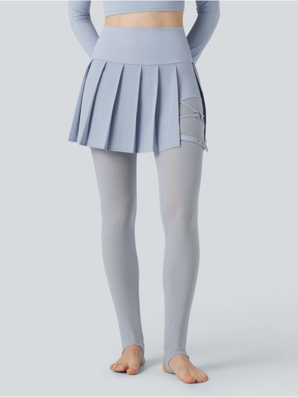 HALARA Light Blue Pleated Mini Skirted Leggings